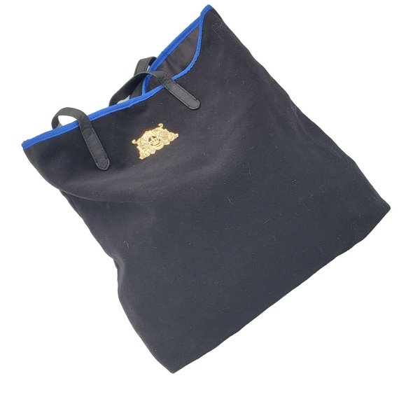 NEW Juicy Couture Eagle Wool Black Blue Gold Women's Bag Purse Handbag Tote NWT - Picture 3 of 16